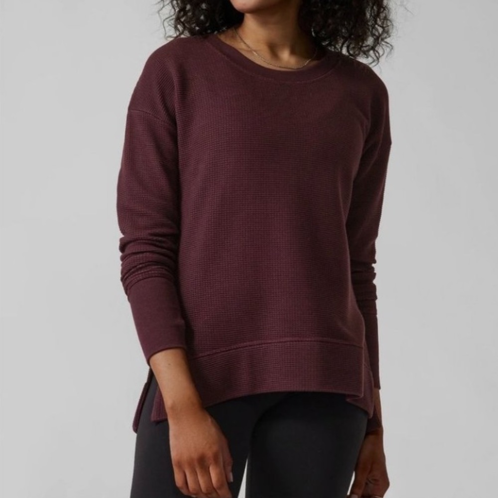 ATHLETA coaster luxe waffle sweatshirt burgundy